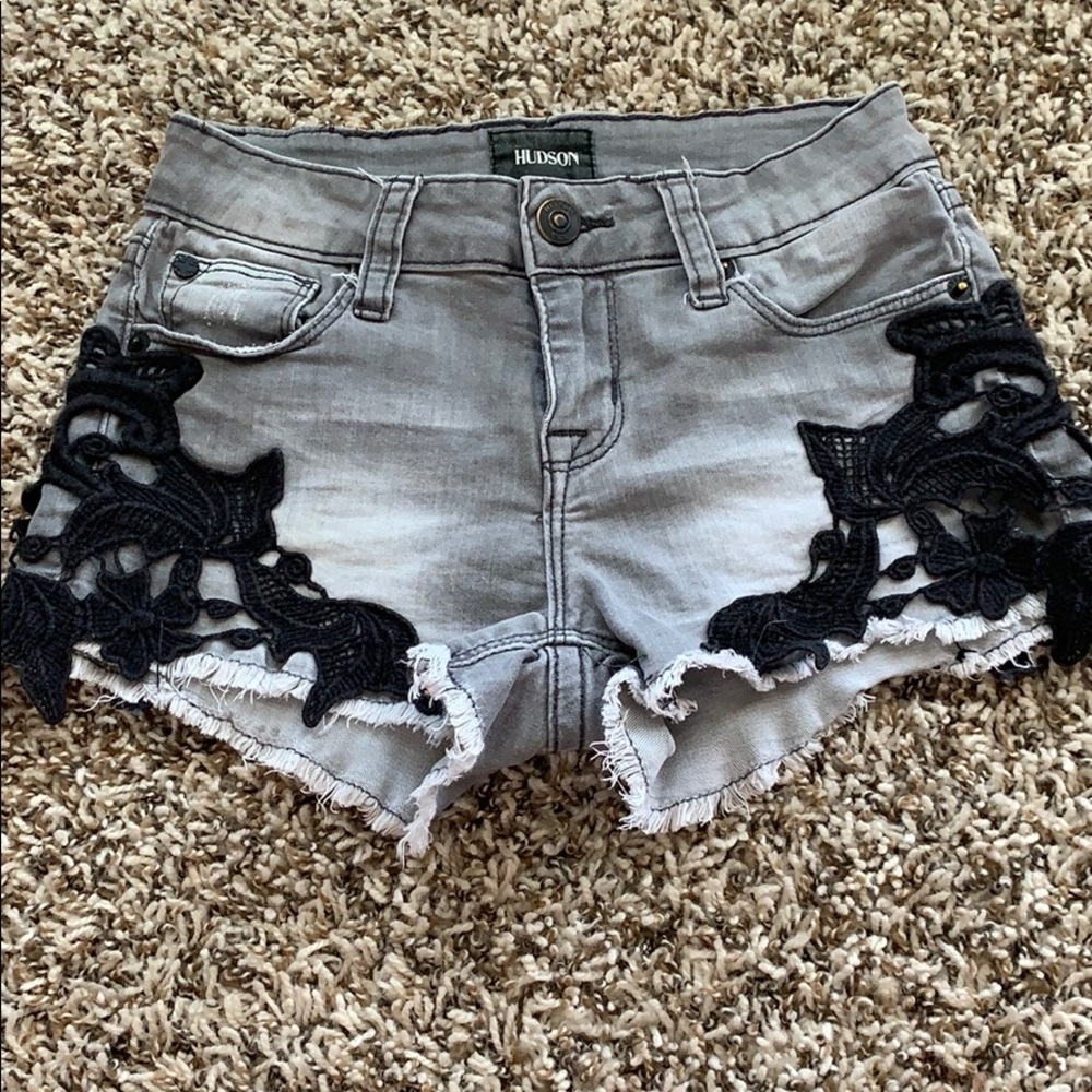 Grey and black Hudson denim shorts